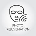 Photo rejuvenation line icon. Abstract human portrait. Cosmetology, skincare, healthcare treatment concept