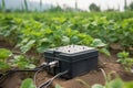A photo of a remote monitoring system for agricultural crops. Royalty Free Stock Photo