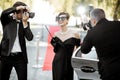 Photo reporters photographing actress ariving on the awards ceremony Royalty Free Stock Photo