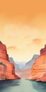 Jenahmolton: Minimalistic Watercolor Painting Of A Canyon With Deuteronomy 31:6