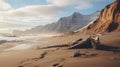 Deserted Beach 3d Model With Rocks And Mountains