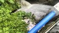 Photo of rubbish on the river bank. Don& x27;t throw rubbish carelessly