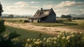 rural farmhouse in country side ai generated