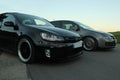 Photo`s of a Volkswagen Golf 5 and Volkswagen Golf 6 GTI Royalty Free Stock Photo