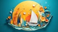 sail paper art summer concept ai generated