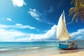 sailboat anchored in beautiful tropical beach ai generated