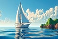 photo sailing yacht near island ai generated