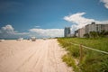 Photo sands of Miami Beach Florida dunes and beachfront condominiums Royalty Free Stock Photo