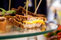 Sandwiches with cheese and vegetables of triangular shape Royalty Free Stock Photo