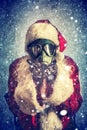 Photo of Santa Claus with gas mask Royalty Free Stock Photo