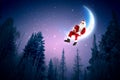 Photo of santa claus sitting on the moon