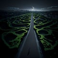 Ai generated a scenic countryside road from an aerial perspective Royalty Free Stock Photo