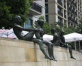 Photo of the sculptural group on the embankment of Berlin