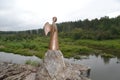 Photo of sculpture Angel of single hope. Nature park Deer Streams. Ural, Russia Royalty Free Stock Photo