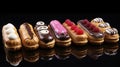 A Photo of a Selection of Miniature Eclairs with Various Fillings Royalty Free Stock Photo