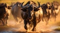 A photo of the Serengeti Migration, with a sea of wildebeest as the background, during the annual migration