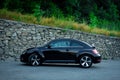 Photo session of fast coupe german symbol car ground view