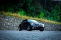 Photo session of fast coupe girls car ground view