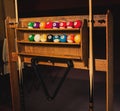 Photo Set of balls for a game of pool billiards on shelves Royalty Free Stock Photo