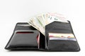 Photo set for the traveller: purse, credit cards, passports and Royalty Free Stock Photo