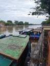 Photo of several ships anchored waiting for tourists on the Martapura river, Banjarmasin, Indonesia Royalty Free Stock Photo