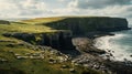 Breathtaking Yorkshire Headland: Majestic Cliffs And Serene Sheep