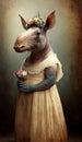 Photo Shoot of a Beautiful, Cute and Adorable Humanoid Aardvark in Stunning Wedding Dress (Generative AI)