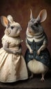 Photo Shoot of a Beautiful, Cute and Adorable Humanoid Chinchillas in Stunning Wedding Dress (Generative AI)