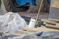 Paint Bucket on Middle of Building site at Day