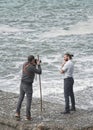 Photo shoot with the groom on the seashore