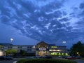 Shopping Center at Dusk With Blue Clouds