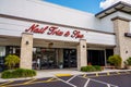 Photo of shops and restaurants at Tower Shops outdoor mall Davie Florida Nail Trix and Spa Royalty Free Stock Photo