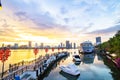 Da Nang, Vietnam: View of Love bridge which is a famous destination of Da Nang city. Royalty Free Stock Photo