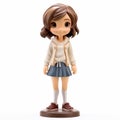 Cartoon Girl Figurine In Makoto Shinkai Style - Plastic Collectible