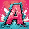 Vibrant Aetherpunk Letter With Splashing Liquids - Pop Art Style