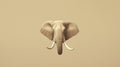Minimal Retouched 3d Elephant Head Illustration On Brown Background