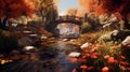 Enchanting Autumn Bridge In A Serene Forest