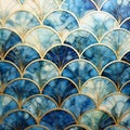 Blue And Gold Seafoam Wall Tile With Art Deco Flair