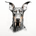 Realistic Doberman Dog Illustration With Surrealistic Elements