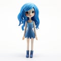 Blue Haired Doll Figurine In Neo-plasticism Style