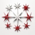 Realistic Red And White Paper Stars On White Background Royalty Free Stock Photo