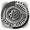 Spiral Art Design: Robotic Motifs, African Patterns, Monochromatic Sketches