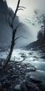 Eerie Dreamscapes: A Twisted River In A Dark Valley