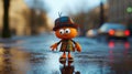 Adorable Orange Cartoon Character And Scottish Robot Guy In Dramatic Scenes Royalty Free Stock Photo