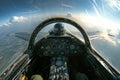 This photo showcases the cockpit of a fighter jet, capturing the technology and instruments used by pilots during flight, A pilot Royalty Free Stock Photo