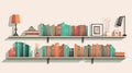 Mid-century Inspired Bookshelf With Animated Pastel Illustrations