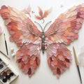 Monarch Butterfly Assemblage: Detailed Watercolor Wings In Blush Pink