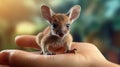 Photorealistic Baby Kangaroo Sitting On Hand: A Fusion Of Artistic Styles