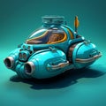 Futuristic Blue Spaceship: A Cartoon Realism Hovercraft Inspired By Metal Gear Solid