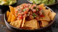 Nacho Bowl Trio with Cheese, Salsa, and Guac Divided in a Bowl